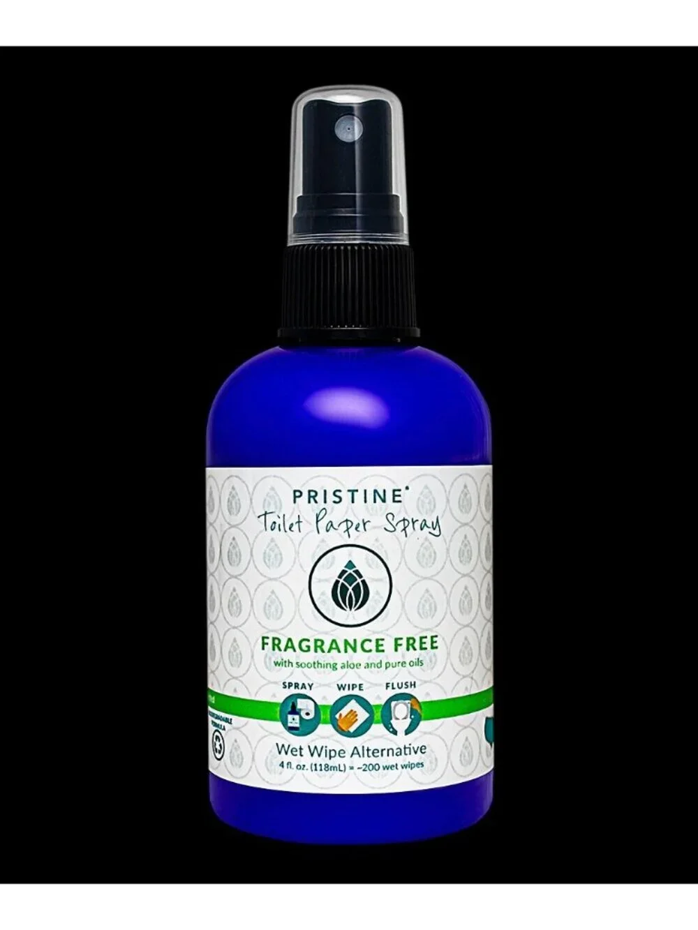 2 Pristine Toilet Paper Spray 4oz Original & Fragrance Free Wet Wipe Alternative